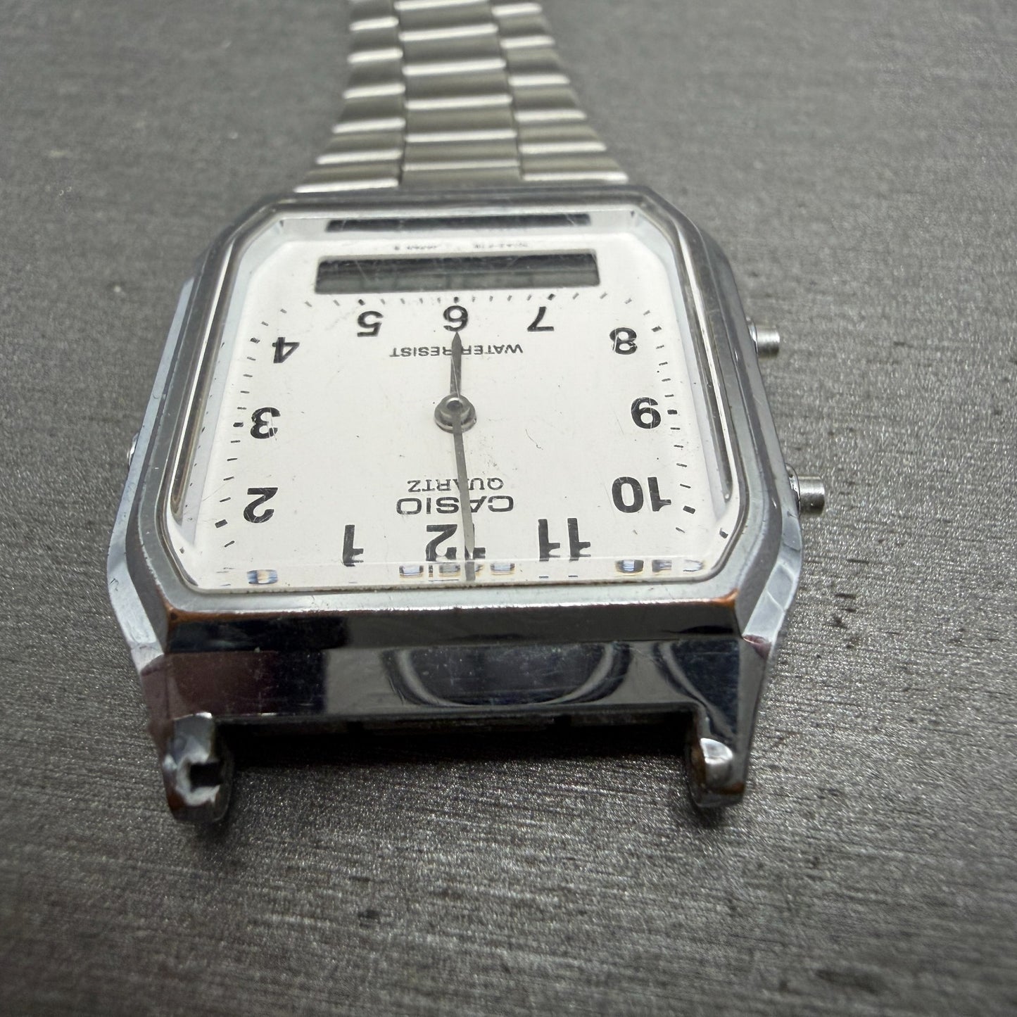 Casio AQ-230 Watch Men 30mm White Dial Silver Tone Alarm Chrono READ!!!!!!!!!!!!4