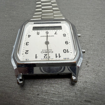Casio AQ-230 Watch Men 30mm White Dial Silver Tone Alarm Chrono READ!!!!!!!!!!!!4