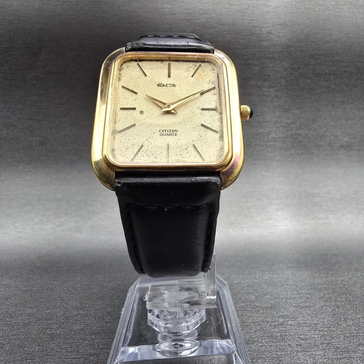 Citizen Exceed Watch Men 28mm Champagne Dial Gold Tone 4-795172 New Battery JP5