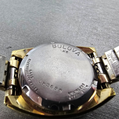 Bulova Accutron Watch Women 25mm Brown Dial Gold Plated Rectangle Daydate PARTS10