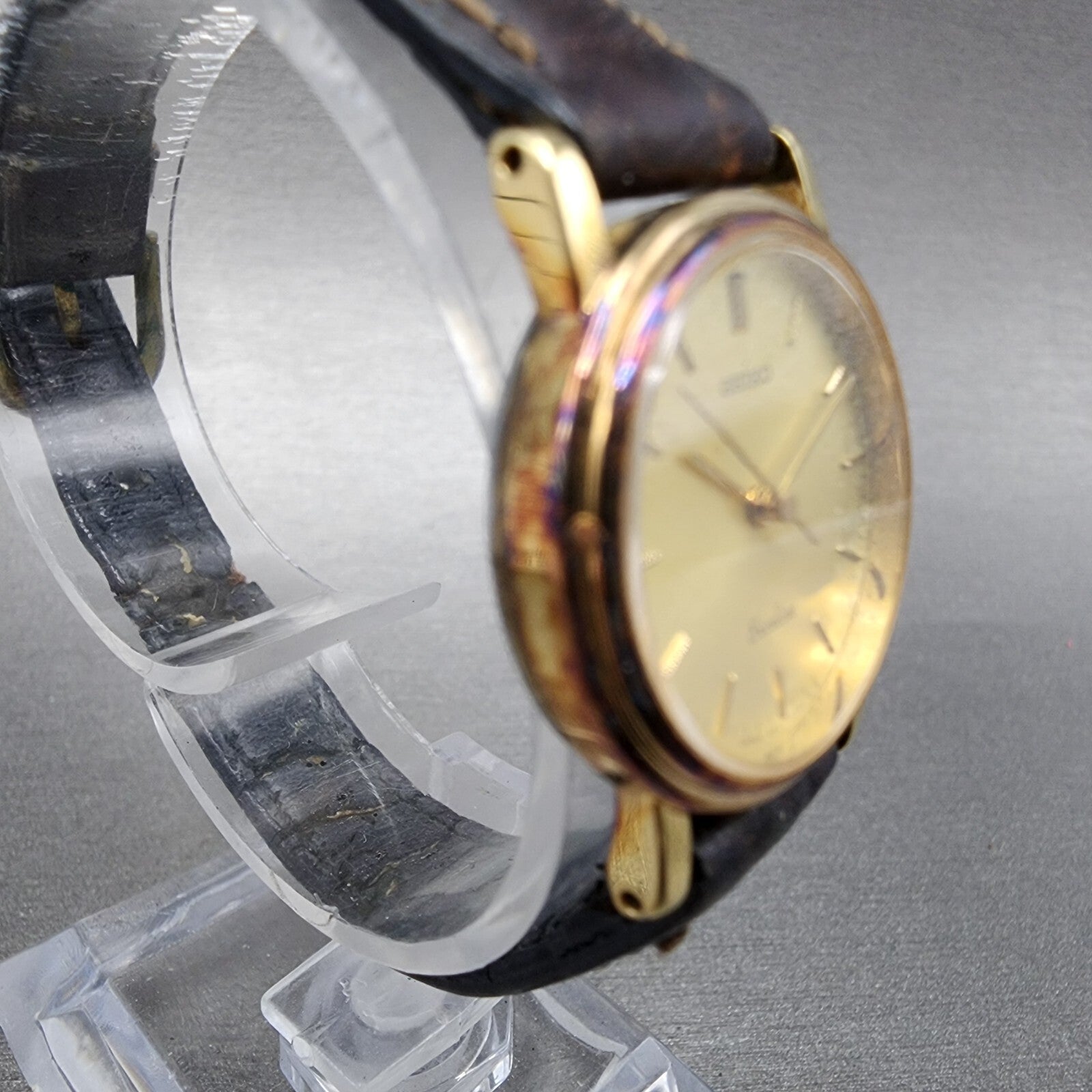 Seiko Exceline Watch Women 23mm Champagne Dial Gold Tone 4n210180 New Bat READ!3
