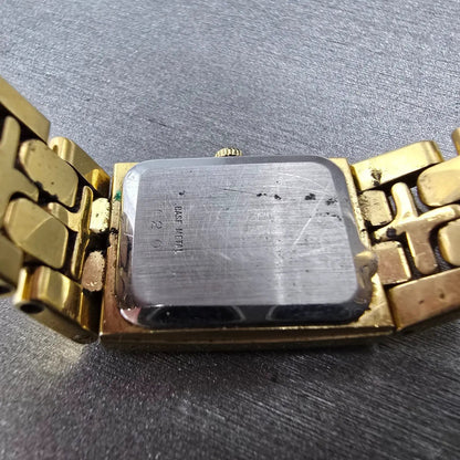 Longines QWR Tank Watch Women 17mm Black Dial Gold Rectangle New Battery VTG9