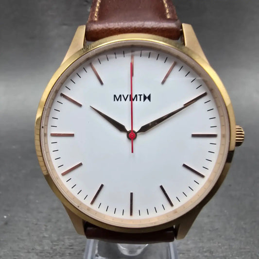 MVMT 40 Series Watch Men 40mm White Dial Rose Gold Tone Round Leather New batt0