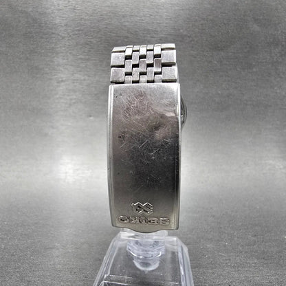 Seiko SQ Watch men 35mm Silver Dial Silver Tone Date READ!!!! 8222-8029 New Batt7