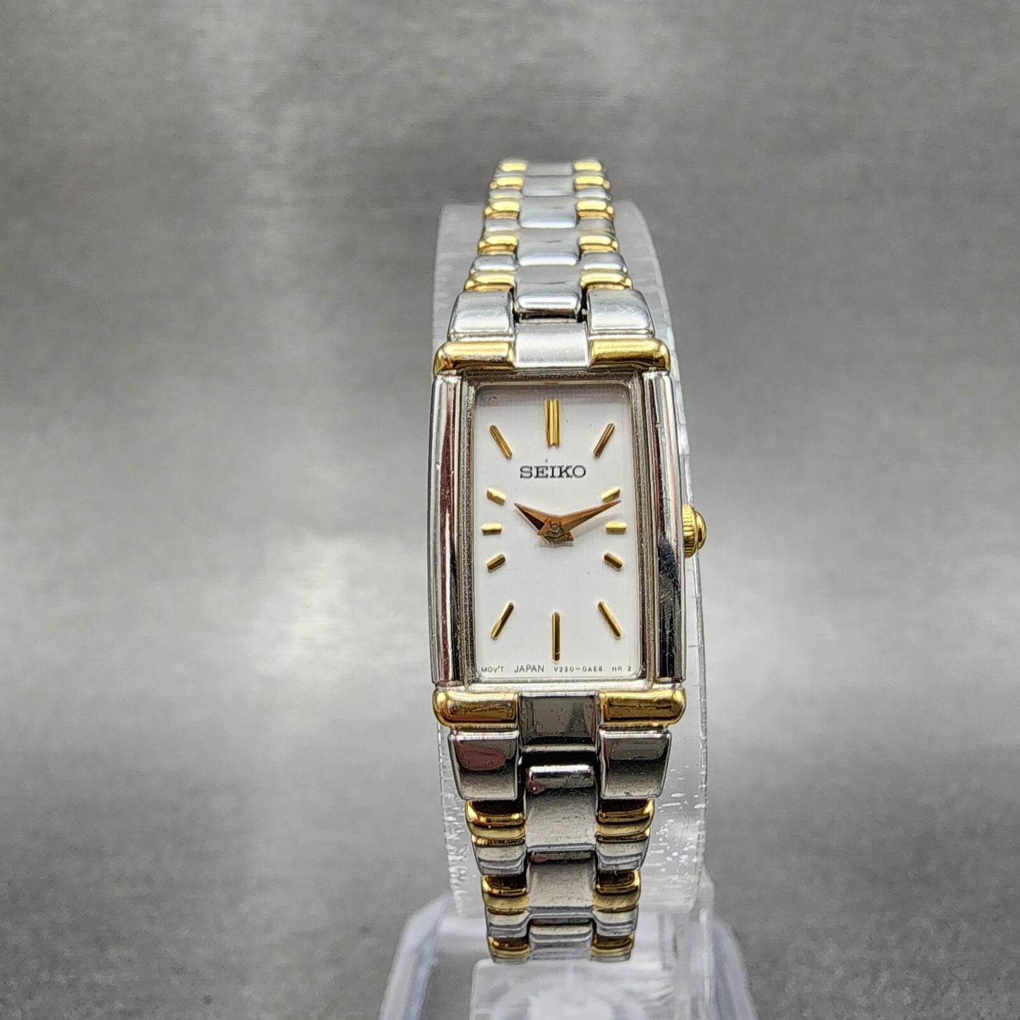 Seiko Tank Watch Women 13mm White Dial two Tone Rectangle V2200ab0 New Battery5