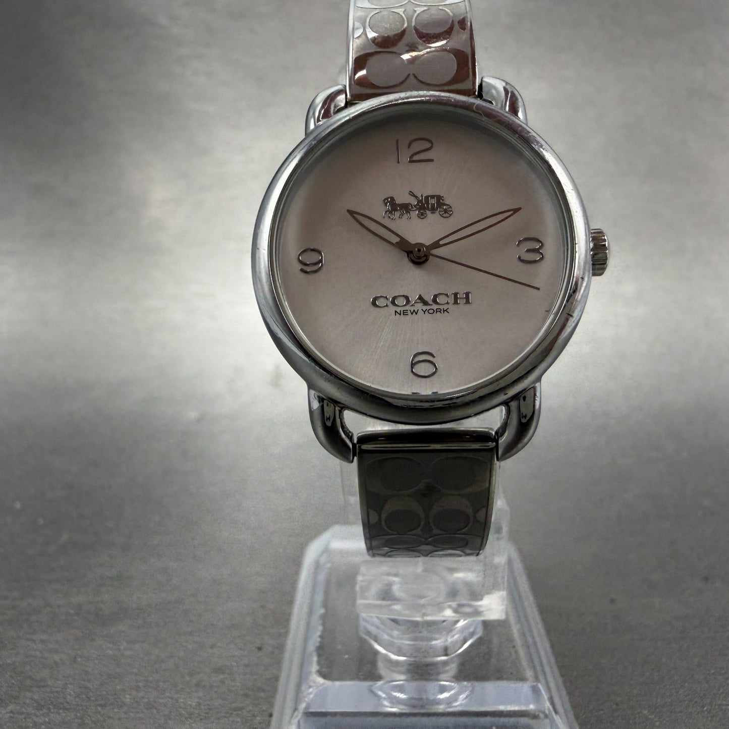 Coach Delancey Watch Women 28mm Silver Dial Steel Round  New Battery5