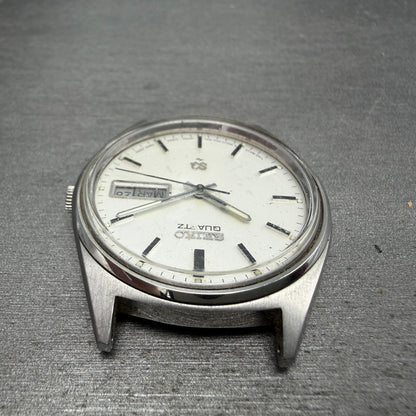 Seiko SQ Watch Men 35mm Silver Dial Silver Tone Daydate Round 7123-8429 PARTS5