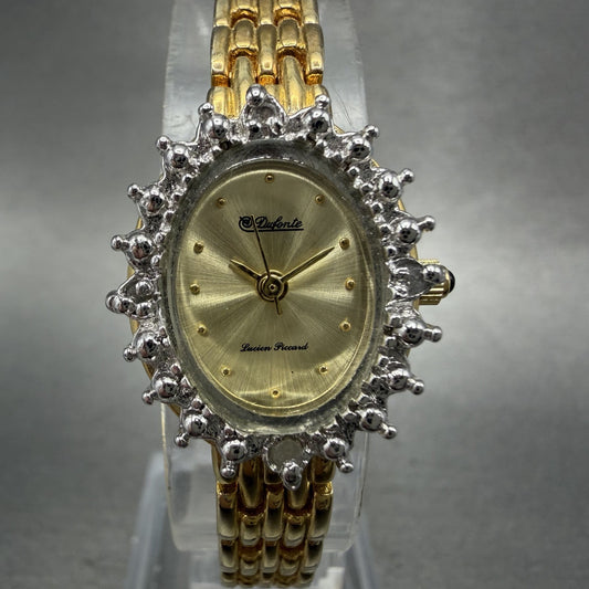 Lucien Piccard Dufonte Watch Women 18mm Champagne Dial Gold Diamond Bezel NewBat0
