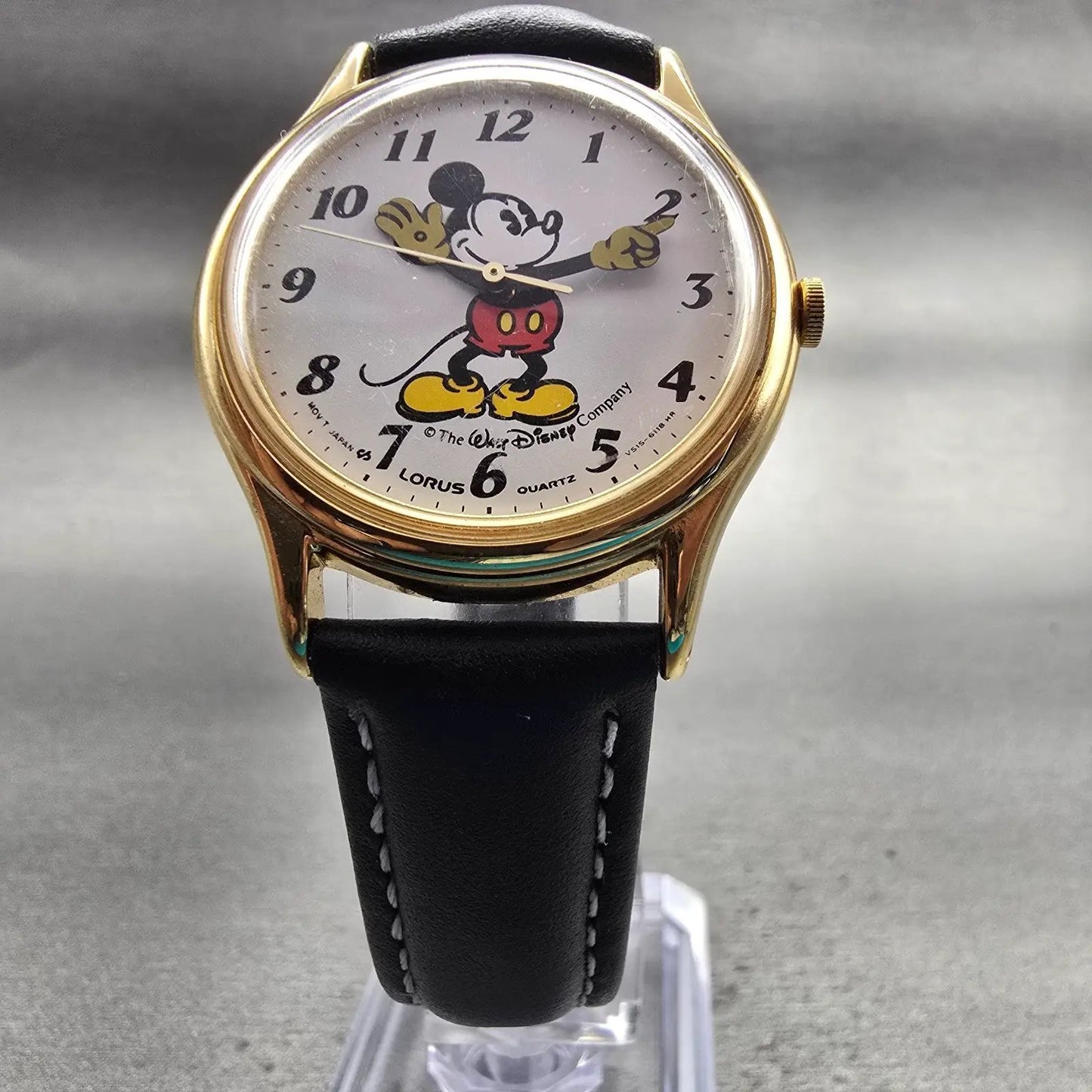 Lorus Mickey Mouse Watch Men 31mm White Dial Gold Tone Round V515-8000 New Batt5