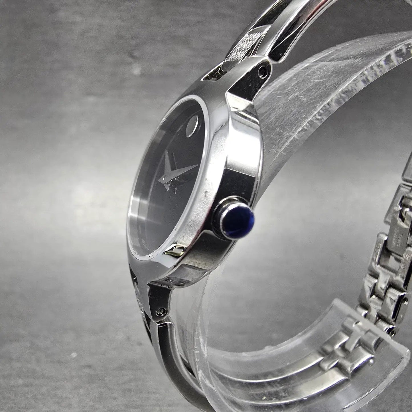 Movado Amorosa Watch Women 24mm Black Dial Silver Tone 52.3.14.1438 new Battery2