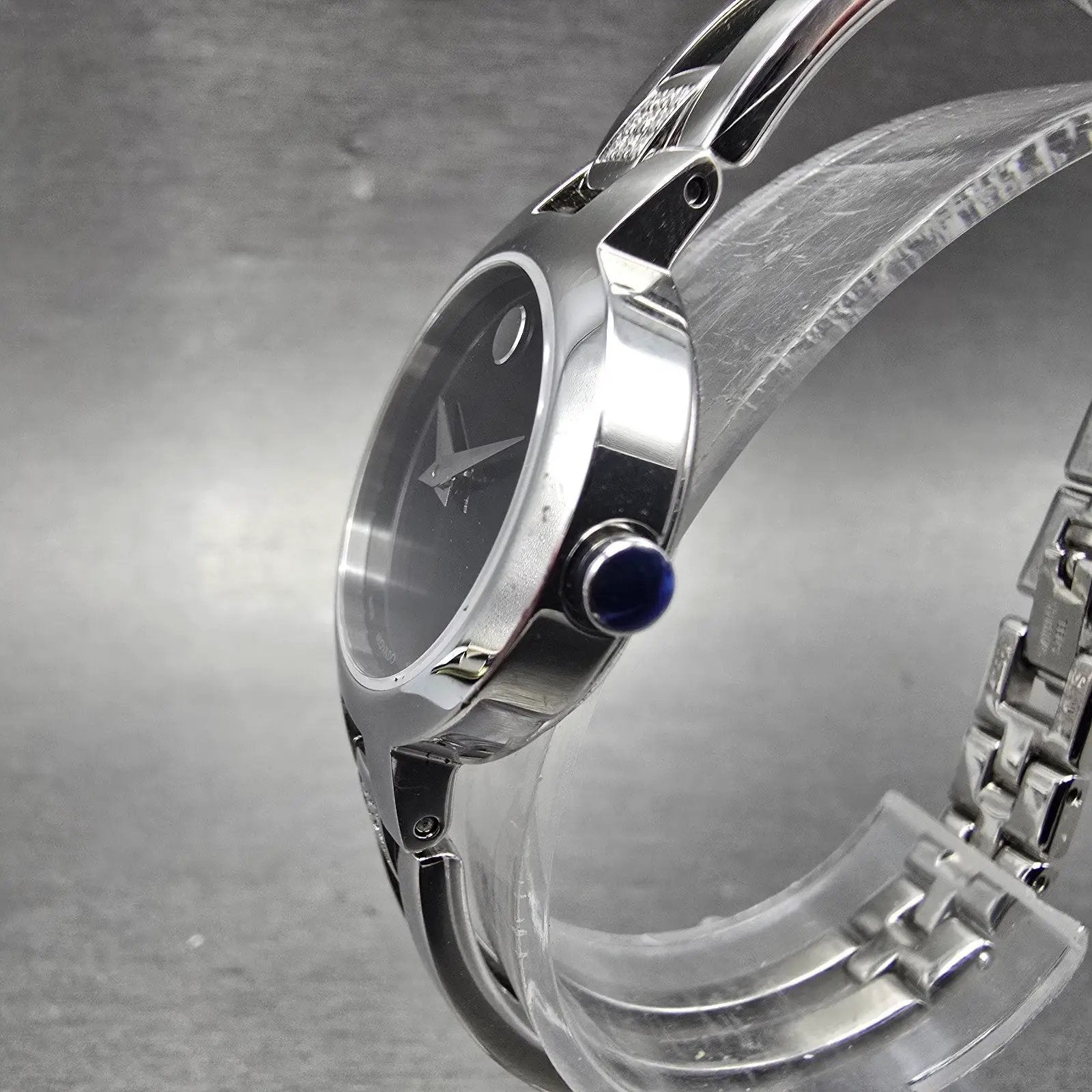 Movado Amorosa Watch Women 24mm Black Dial Silver Tone 52.3.14.1438 new Battery2