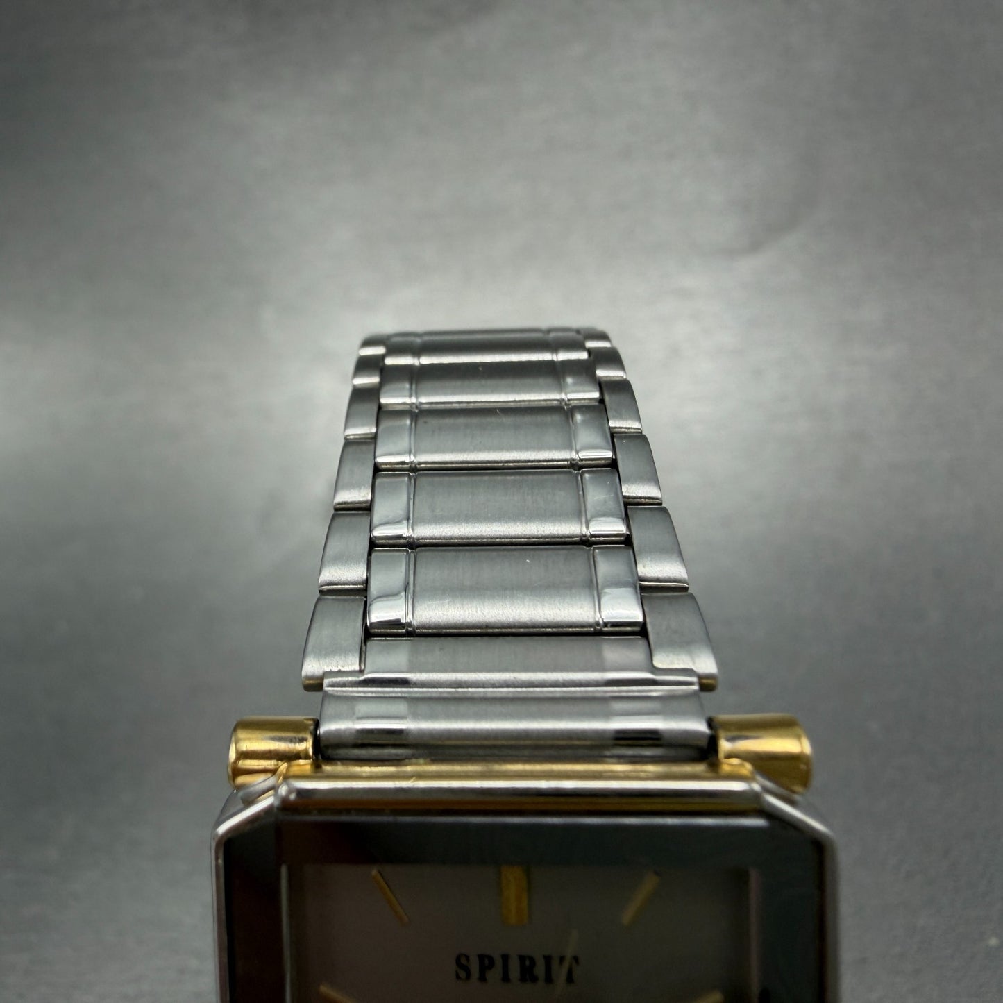 Seiko Spirit Tank Watch Men 25mm Gray Dial Two Tone 7n01-5a50 New Battery VTG4