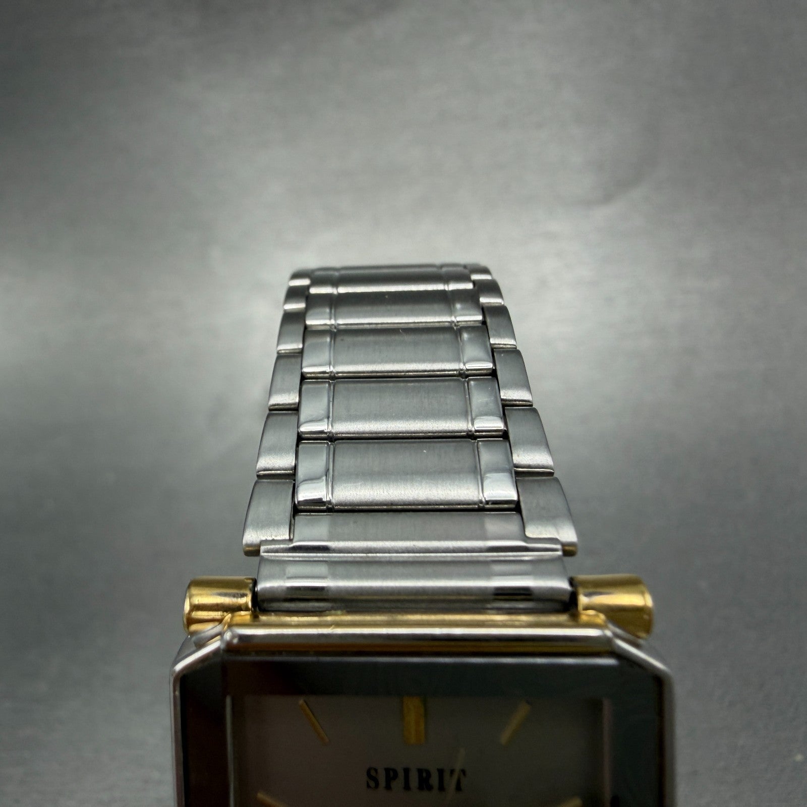 Seiko Spirit Tank Watch Men 25mm Gray Dial Two Tone 7n01-5a50 New Battery VTG4