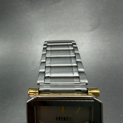 Seiko Spirit Tank Watch Men 25mm Gray Dial Two Tone 7n01-5a50 New Battery VTG4