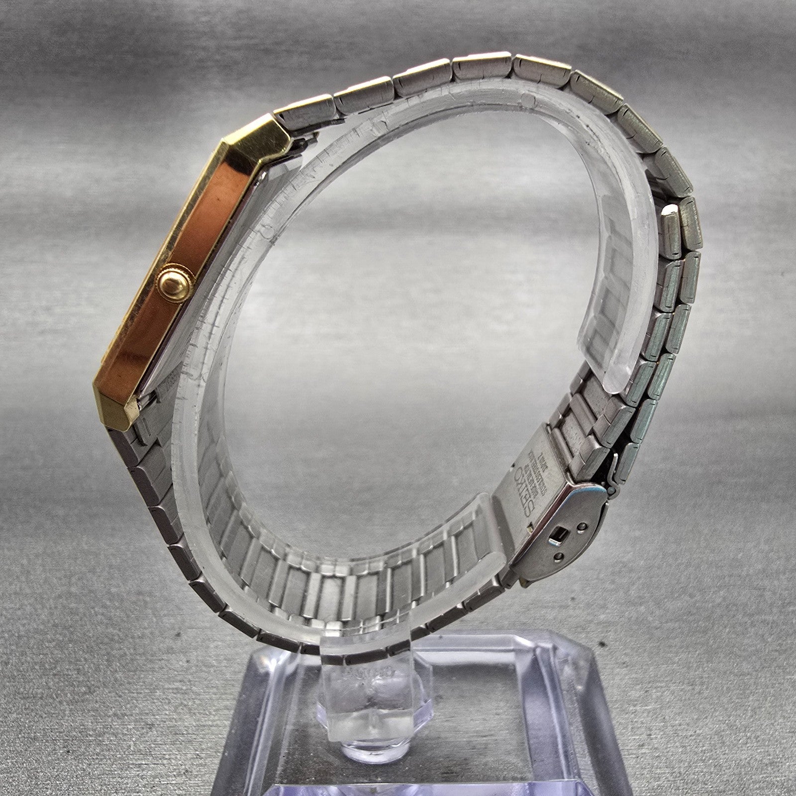 Seiko Watch Men 24mm Cream Dial Gold Tone Rectangle 5P30-5D09 New Battery VTG6