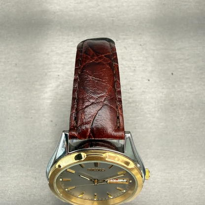 Seiko Watch Men 37mm Silver Dial Two Tone Daydate Round 7N43-8199 New Battery4