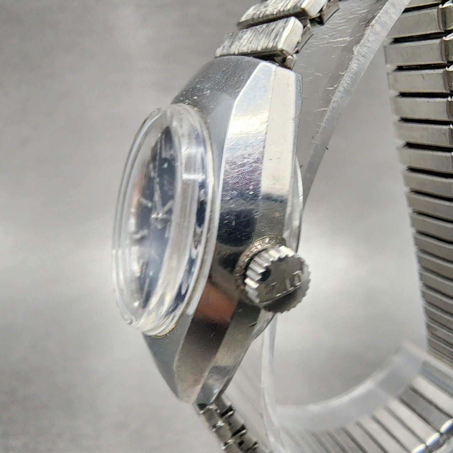 Citizen Automatic Watch Women 26mm Blue Dial Silver Tone Daydate Round Runs VTG2