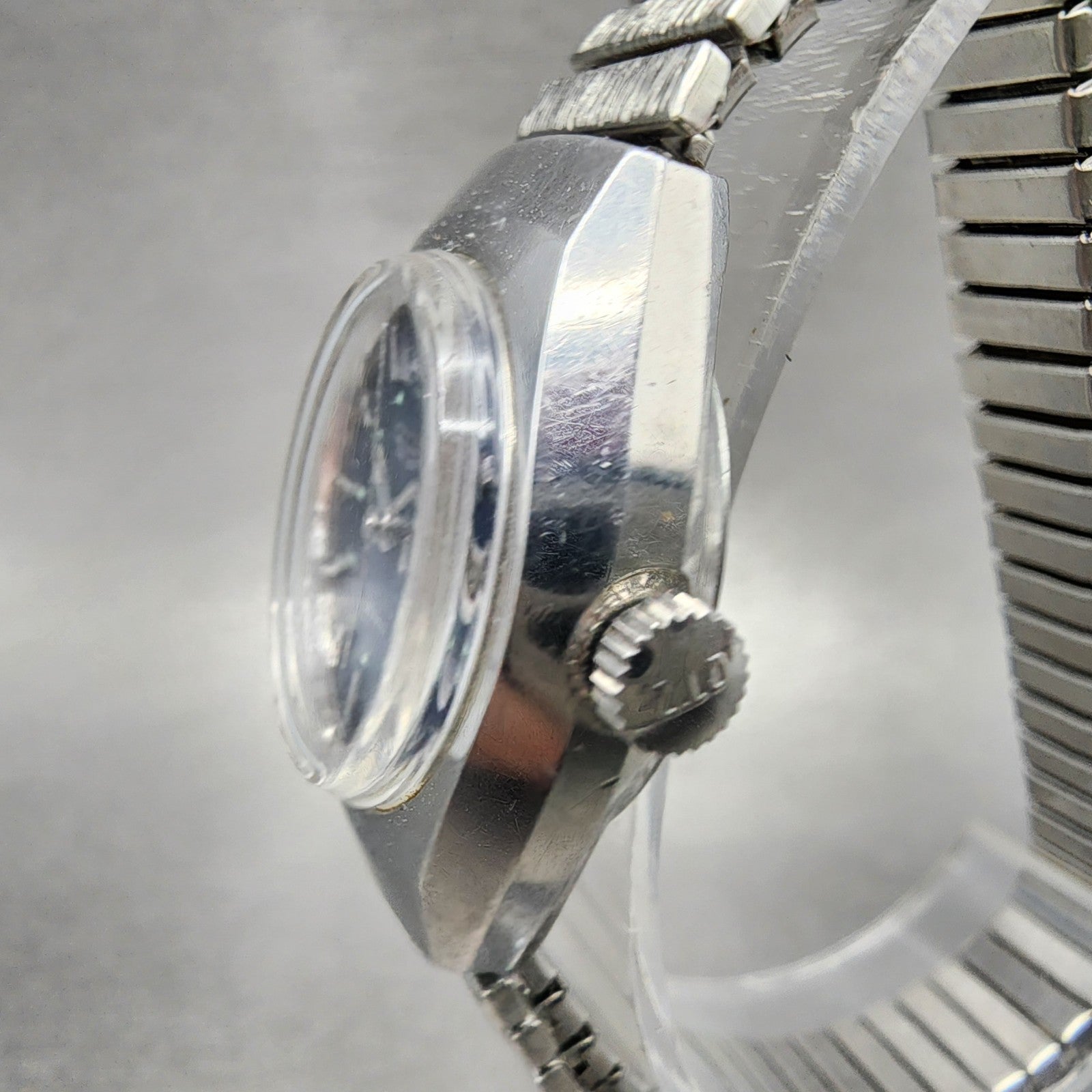Citizen Automatic Watch Women 26mm Blue Dial Silver Tone Daydate Round Runs VTG2