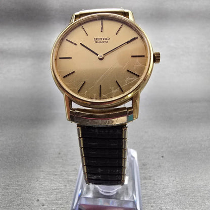 Seiko Watch Men 33mm Champagne Dial Gold Tone Round 2620-0139 New Battery VTG5