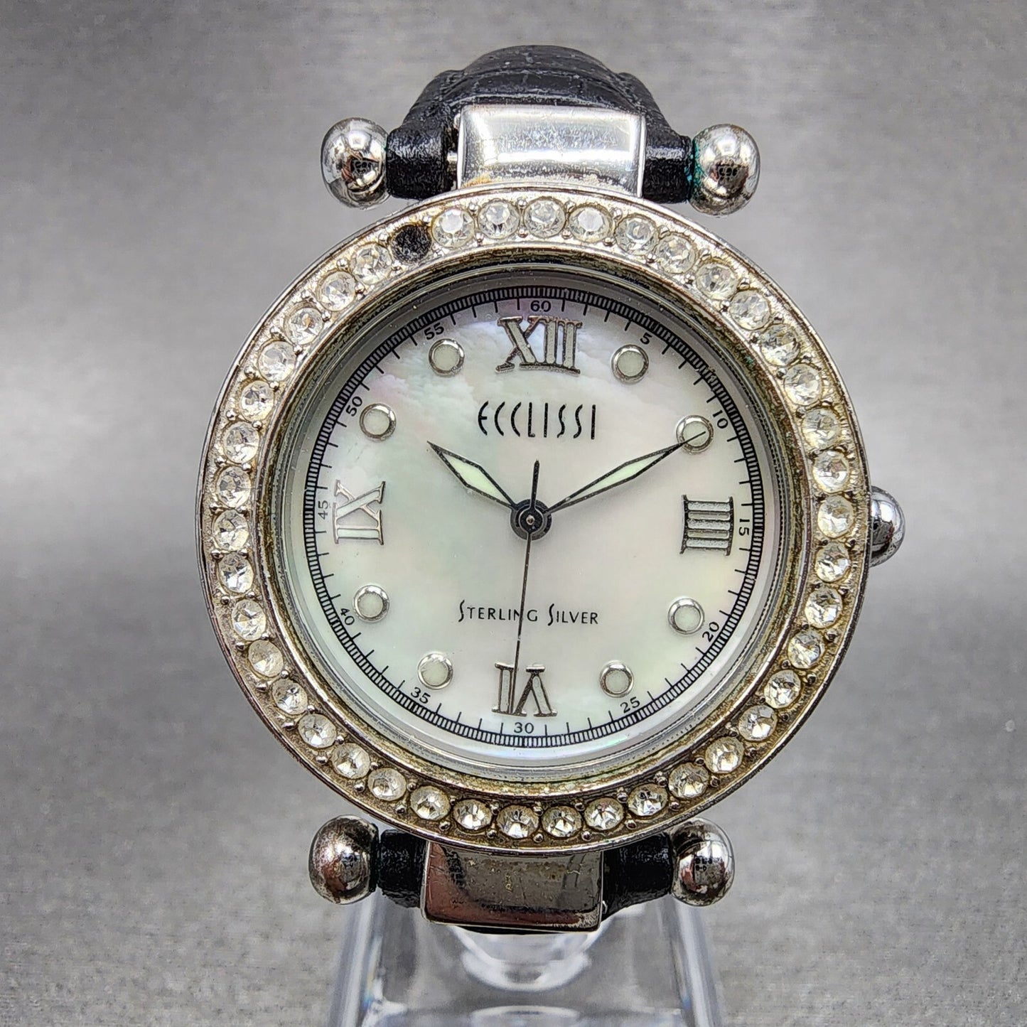 Ecclissi Watch Women 32mm MOP Dial Sterling Silver Round 22340 New Battery0