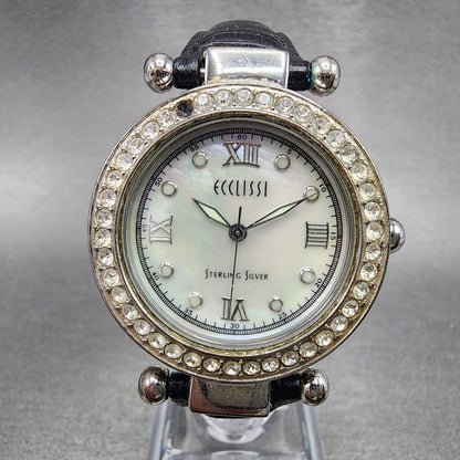 Ecclissi Watch Women 32mm MOP Dial Sterling Silver Round 22340 New Battery0
