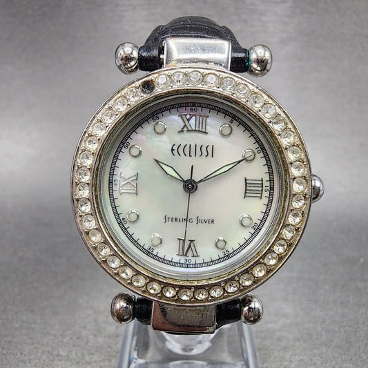 Ecclissi Watch Women 32mm MOP Dial Sterling Silver Round 22340 New Battery0