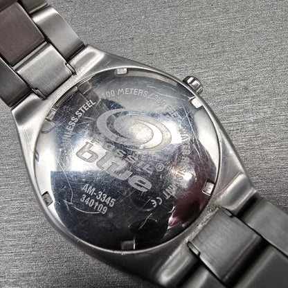 Fossil Blue Watch Men 40mm Blue Dial Silver Tone Round AM-3345 New Battery10