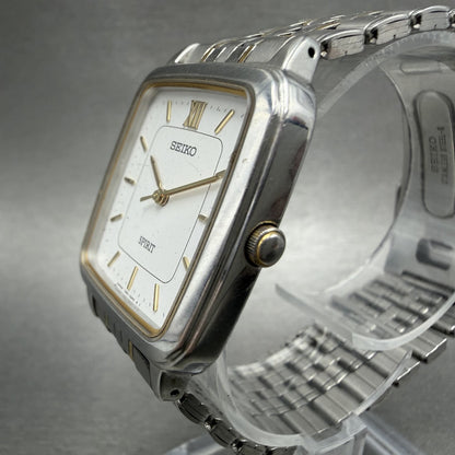Seiko Spirit Tank Watch Men 28mm White Dial two Tone 7n015210 New Battery AB2