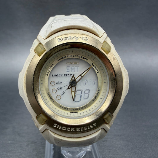 Casio Baby-G BG-70 Watch Women 41mm Analog Digital Biege Alarm Chrono New Batter0