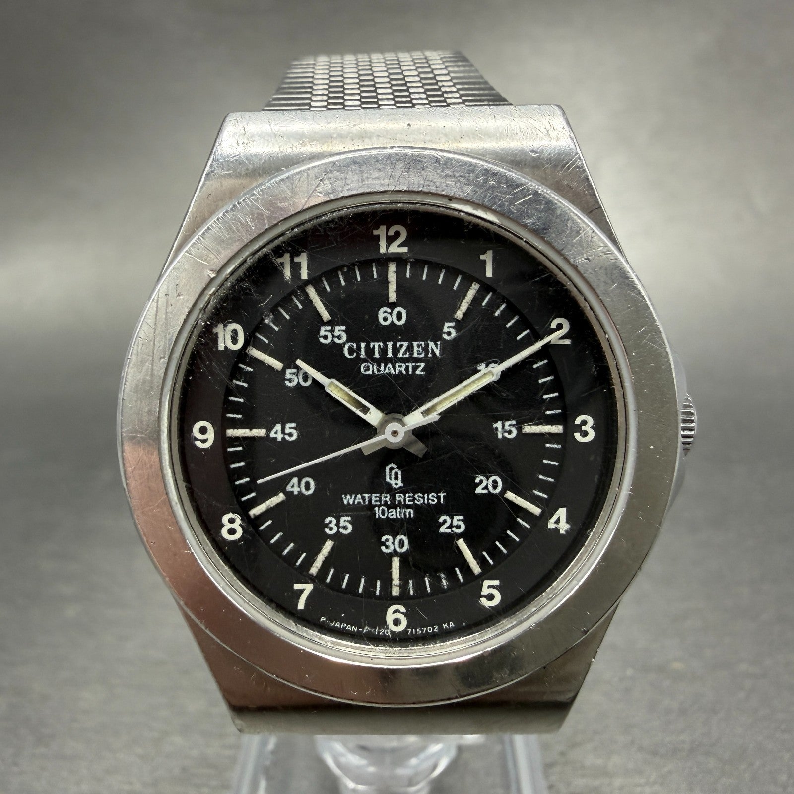 Citizen CQ Watch Men 36mm Black Dial Silver Tone Round 4-731689 New Battery0