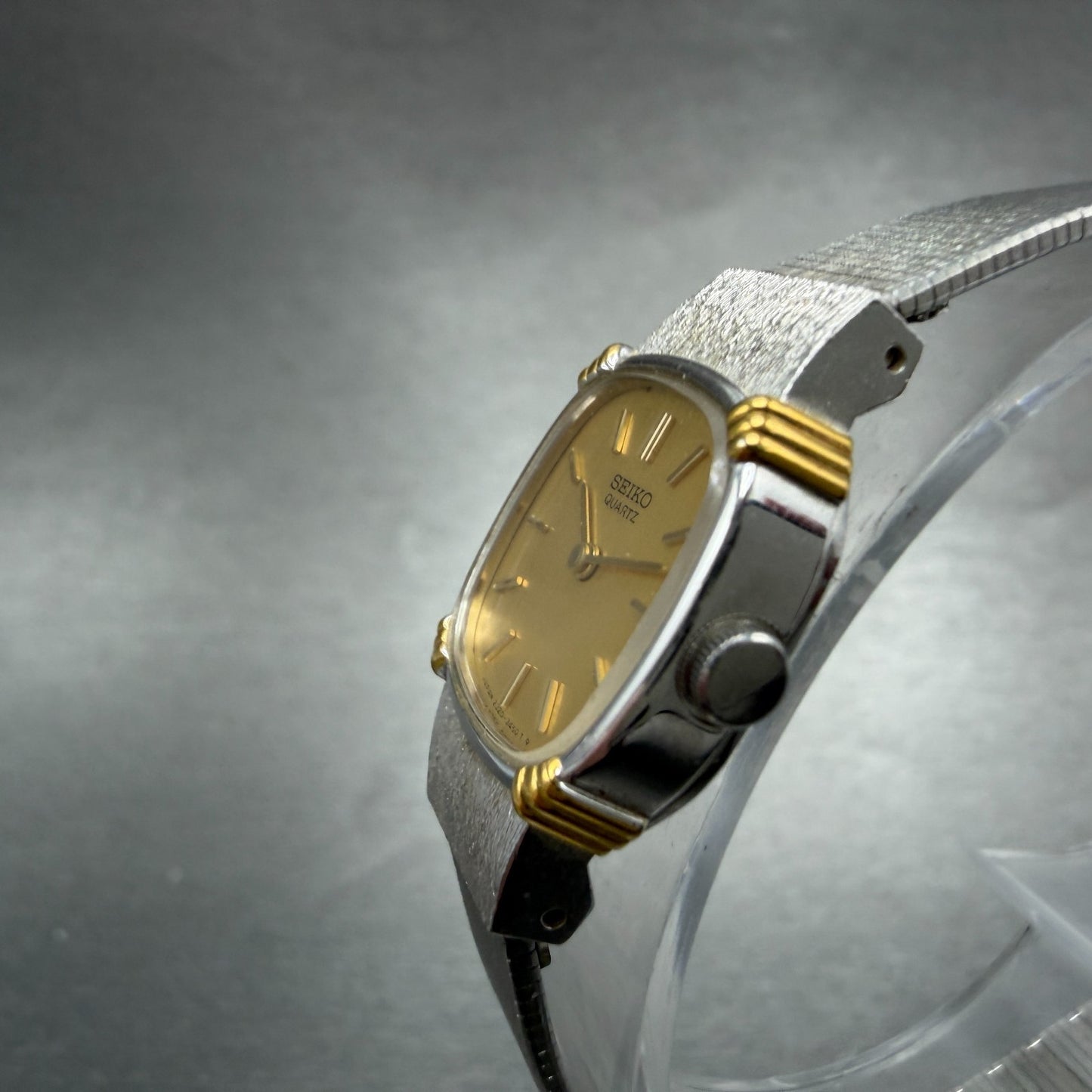 Seiko Watch Women 18mm Champagne Dial Two Tone Square 2320-6710 New Battery VTG2