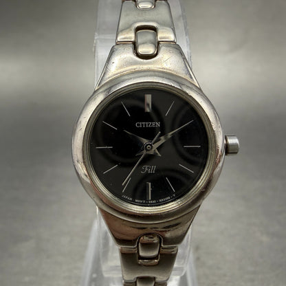 Citizen Fill Watch Women 21mm Black Dial Silver Tone Round 5930-S75519 New Batt0