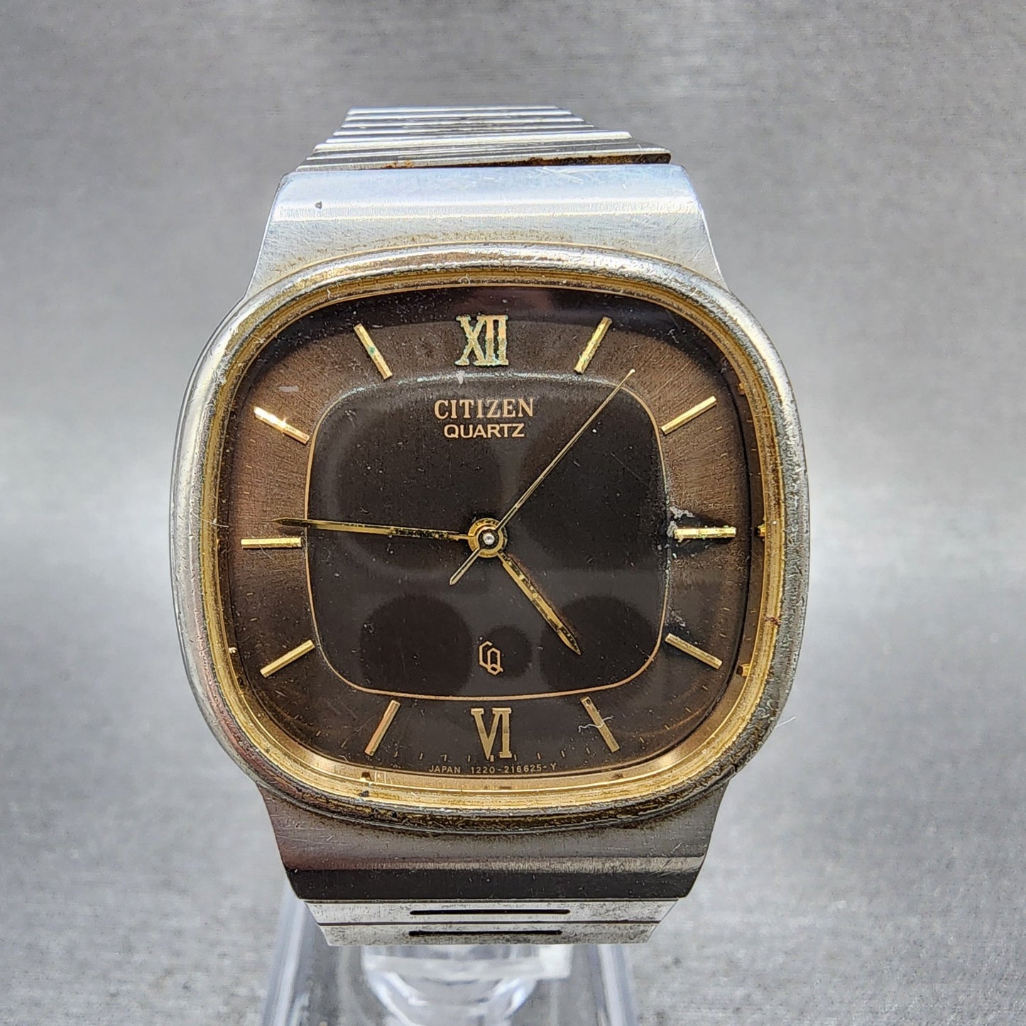 Citizen CQ Watch Men 32mm Brown Dial Two Tone 1230214528 New Battery READ!!!!!!0