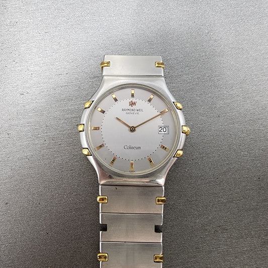 Raymond Weil Coliseum Watch Men 32mm Silver Tone Two Tone 91861 New Battery0