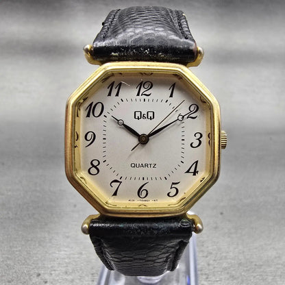 Citizen Q&Q Watch Women 28mm White Dial Gold Tone Octagon New Battery Vintage0