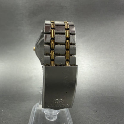 Seiko SQ Watch Men 33mm Silver Dial Two Tone Date Round 5Y22-7A09 New Battery7