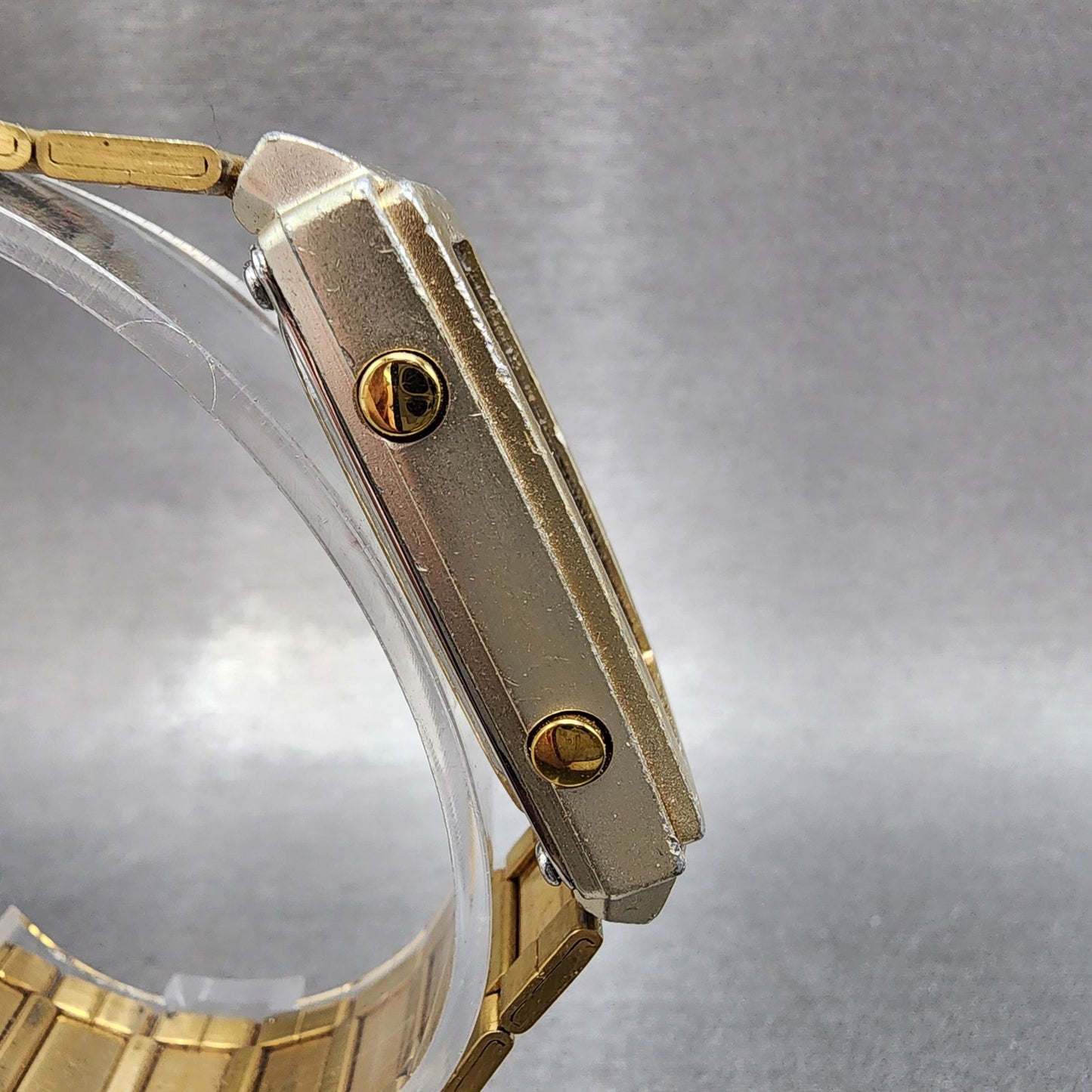 Casio Futurist Watch Women 21mm Digital Black Dial Gold Tone Rectangle New Batt3