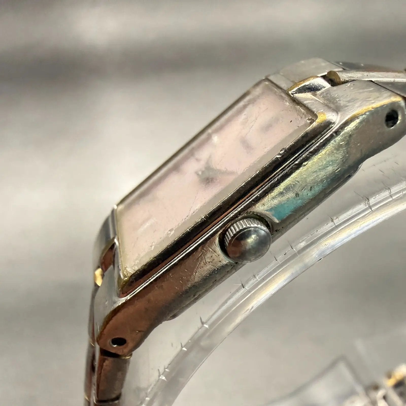 Seiko Watch Women 13mm Pink Dial Silver Tone Rectangle 2E20-0AY0 New Battery VTG2
