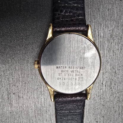 Seiko Moon Phase Watch Women 26mm Champagne Dial Gold Tone Date 4K24-0019 NewBat10