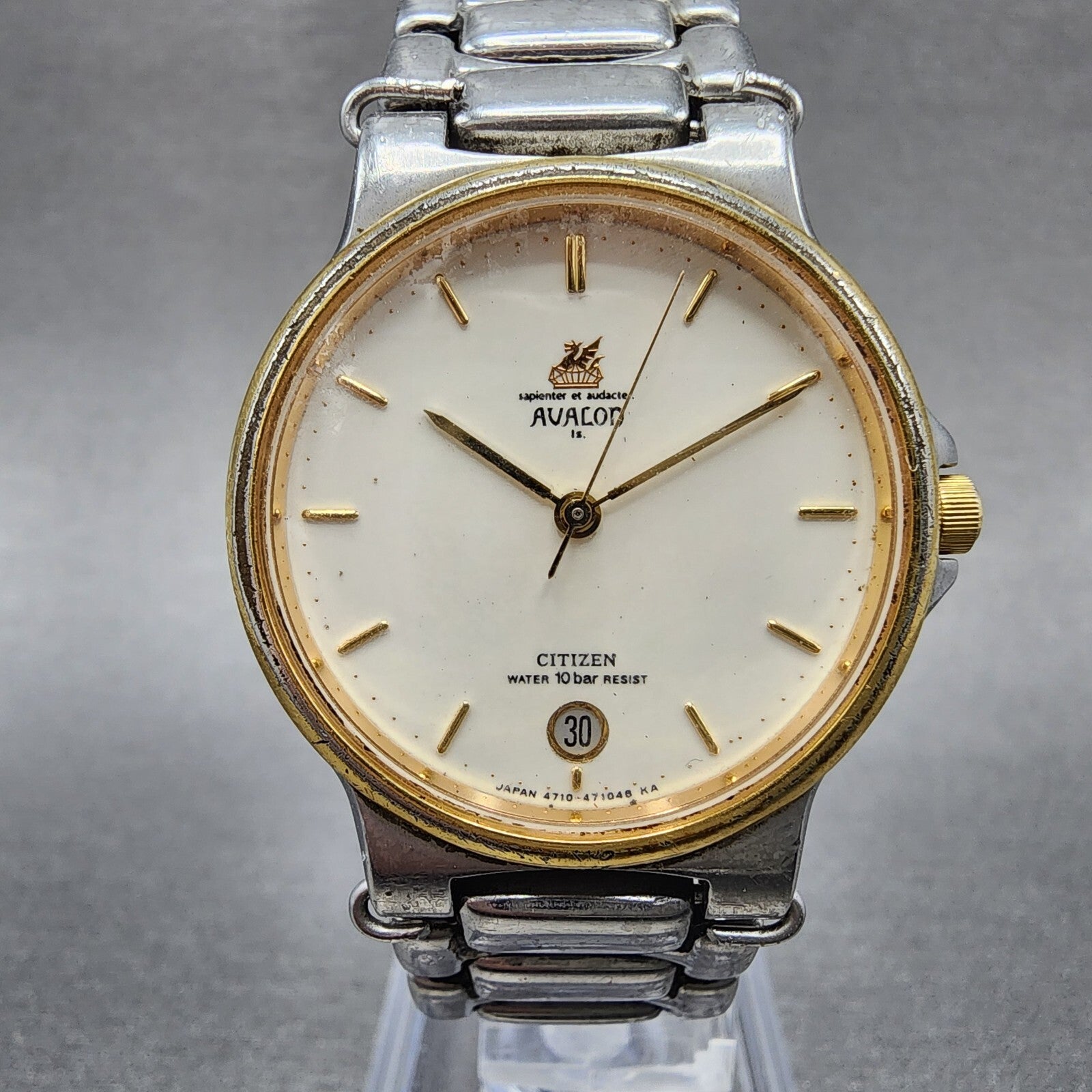 Citizen Avalon Watch Men 31mm White Dial Two Tone Date Round 4710470192 PARTS0
