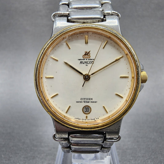 Citizen Avalon Watch Men 31mm White Dial Two Tone Date Round 4710470192 PARTS0