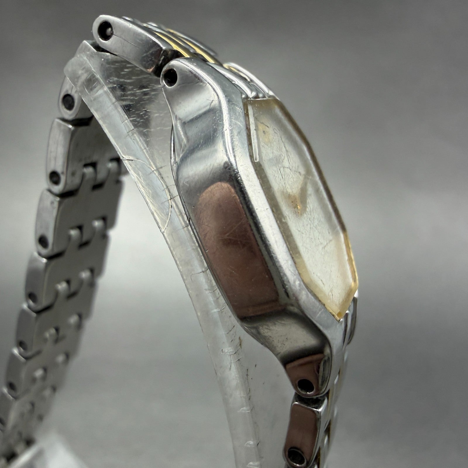 Seiko Watch Women 16mm White Dial Two Tone Octagon 1N00-0GV0 New Battery VTG 214