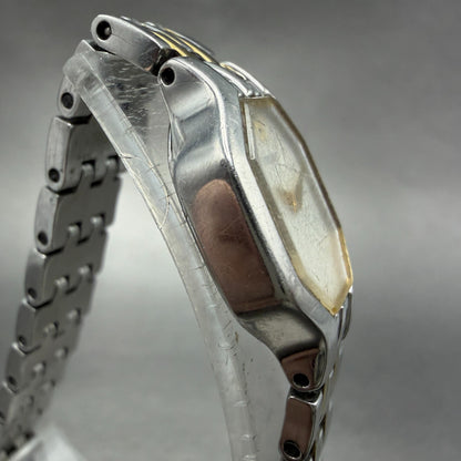 Seiko Watch Women 16mm White Dial Two Tone Octagon 1N00-0GV0 New Battery VTG 214