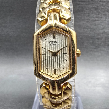 Citizen Elegance Watch Women 15mm Champagne Dial Gold Tone 5421-H01440 New Battp0