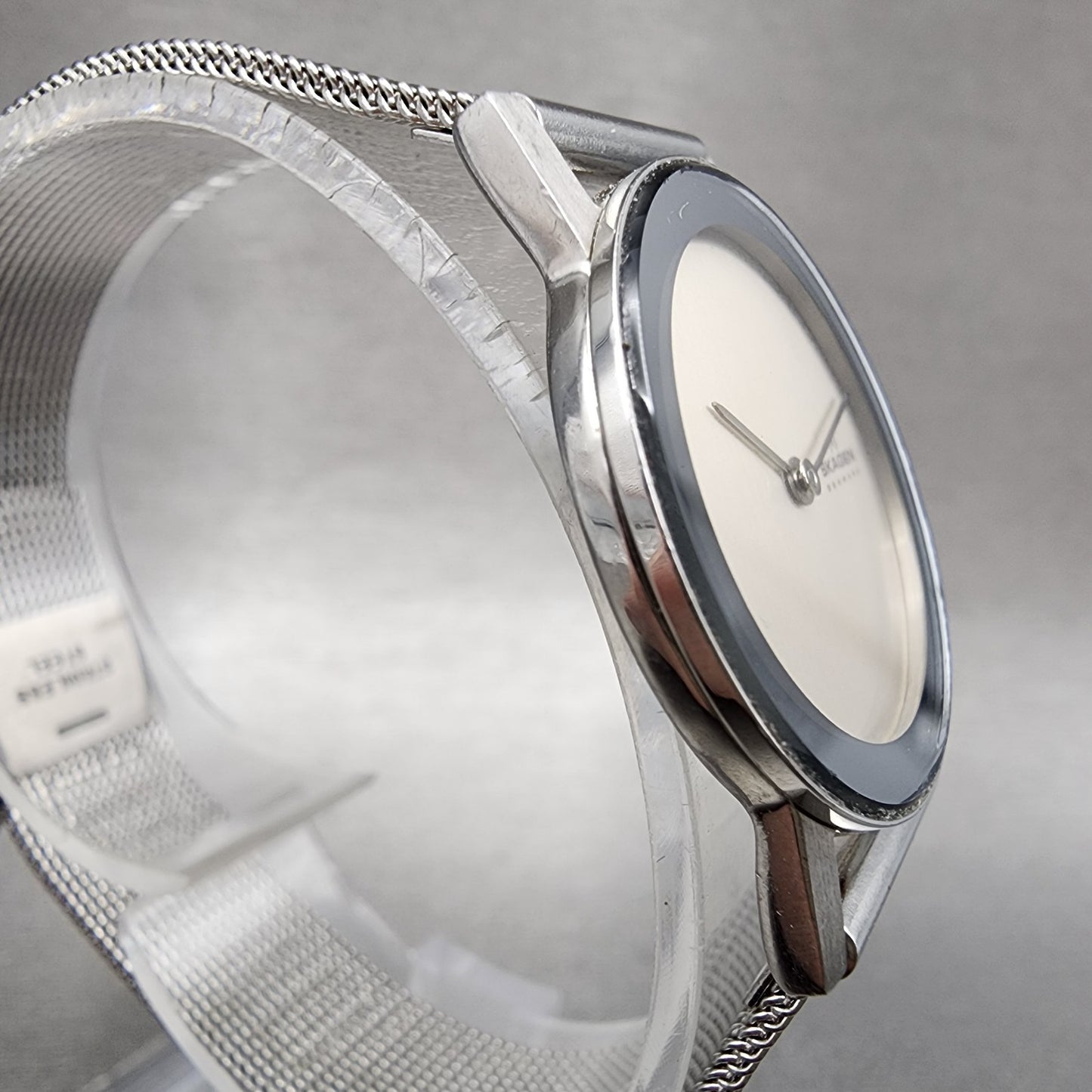 Skagen Watch Women 27mm Silver Dial Silver Tone Round Mesh Band New Battery3