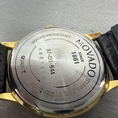 Movado Museum Watch Men 34mm Black Dial Gold Tone Round 87-D1-844 New Battery11
