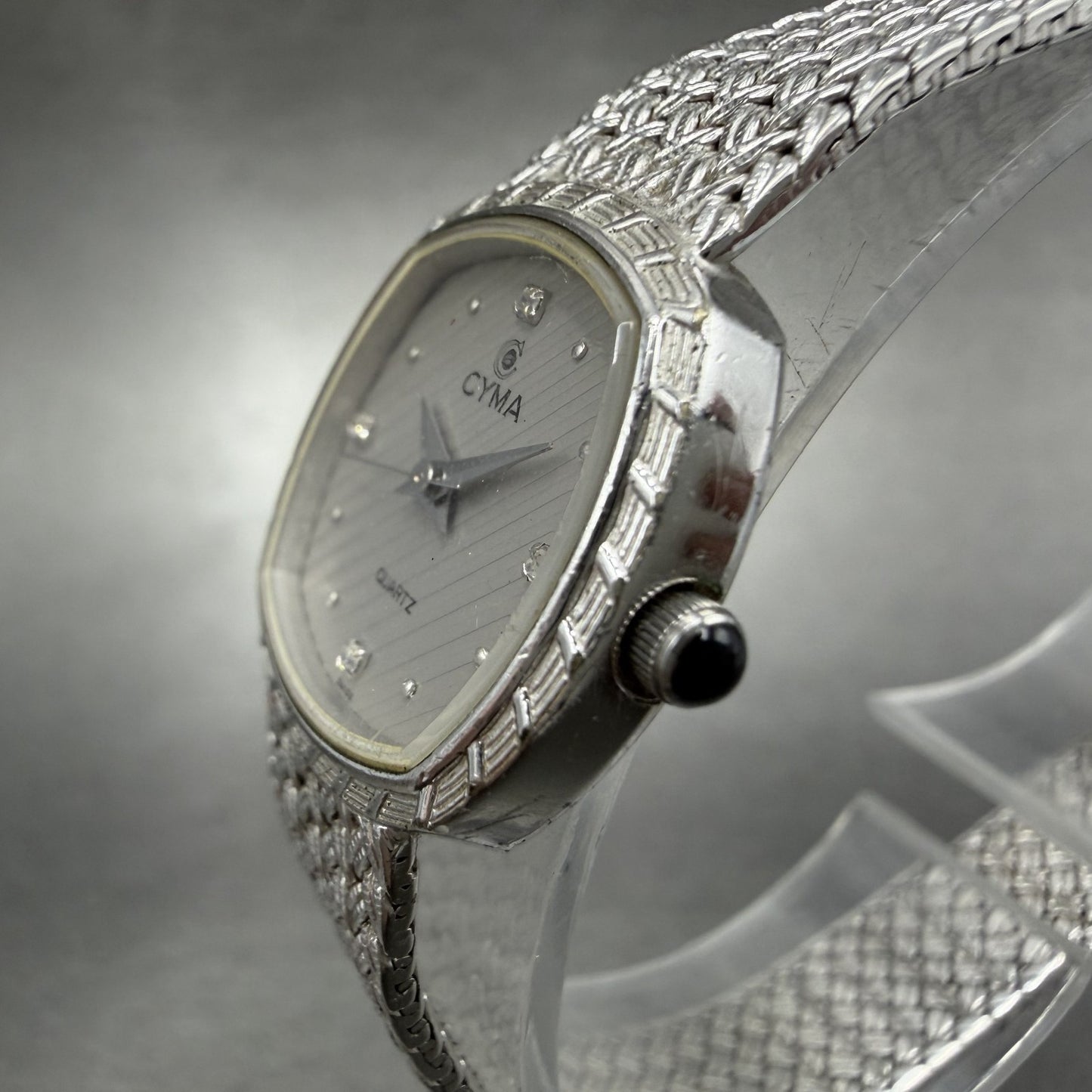 Cyma Watch Women 22mm Silver Dial Silver Tone Rectangle 616 Mesh New Battery2