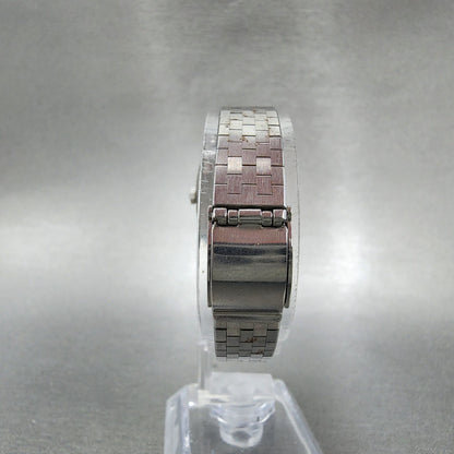 VTG Seiko Delica Tank Watch Women 25mm Green Dial Date Steel NO CRYSTAL Runs