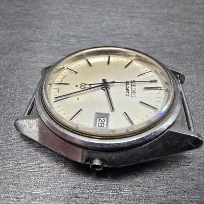 Seiko Watch Men 37mm White Dial Steel Date Round 3802 Movement 3802-7030 PARTS6