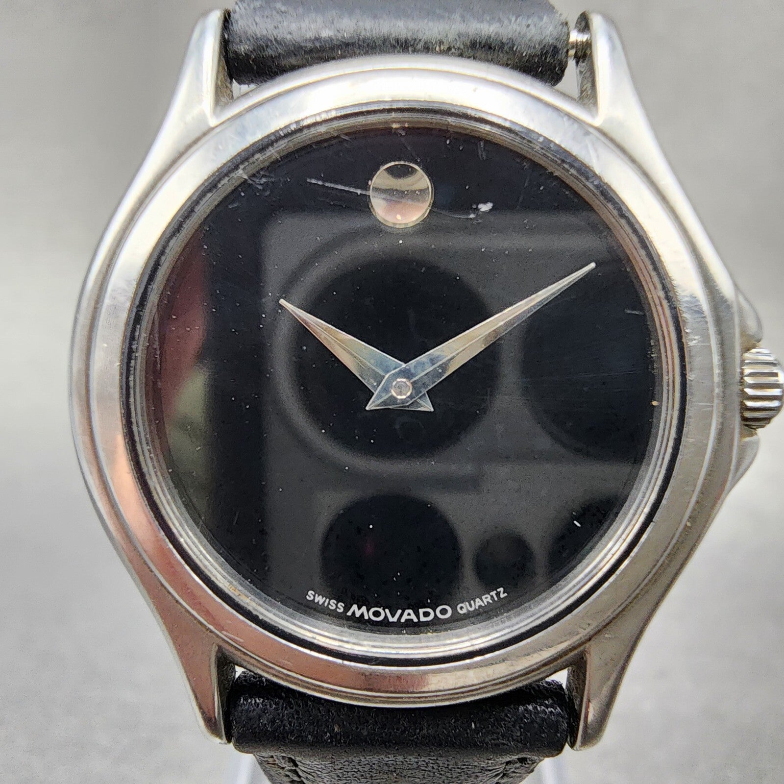 Movado Museum Watch Women 28mm Black Dial Steel Round New Battery 84E408231